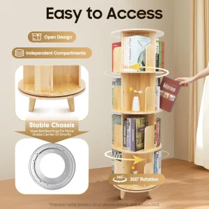 4-Tier Rotating Bookshelf Organizer