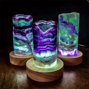 1pc Rainbow Fluorite Crystal Lampshade
