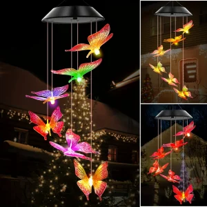 Butterfly Dragonfly Hummingbird Solar Wind Chimes Outdoor