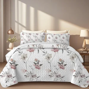 2/3-Pcs Floral Printed Quilt Set,